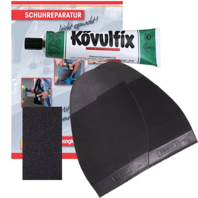 Regent Halbsohle schwarz Gr.3 / Kövulfix 60gr / Schleifpapier / Schuhreparatur l