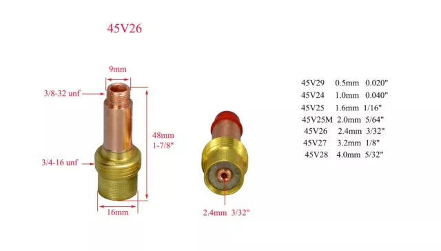 TIG Gas Lens Collet Body Jumbo Ceramic Cup SR WP 17 18 26 Welding Torch 67pcs 2