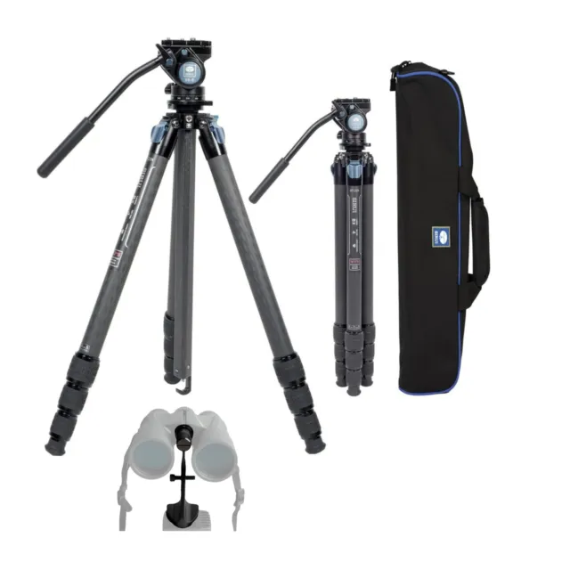 Sirui ST224 CarbonFiber Tripod with Video Head and Adapter for Binoculars