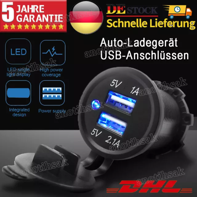 Auto Zigarettenanzünder 12V 24V Dose Buchse USB Einbau Steckdose Adapter KFZ DHL