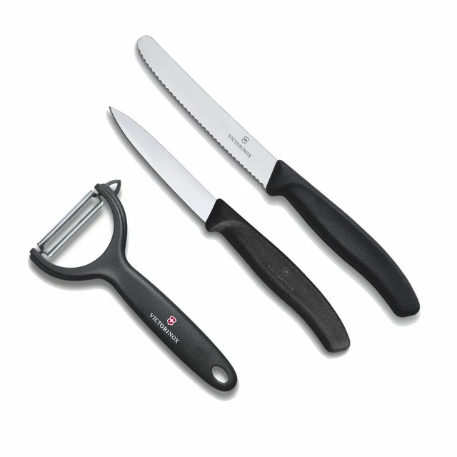 VICTORINOX Küchenset 3tlg. Tomatenmesser Gemüsemesser Y Schäler - schwarz