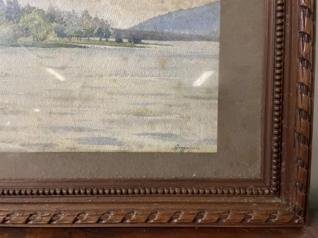 Le Lac de Gérardmer Vosges Aquarelle Ancienne Peinture XIXeme Grand Est 3