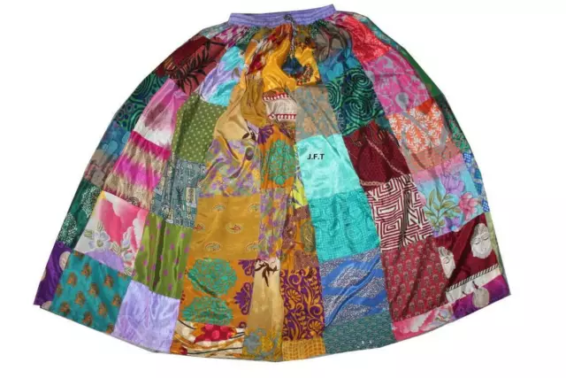 Lot de jupe en soie patchwork multicolore assortie, jupe longue longue pour...