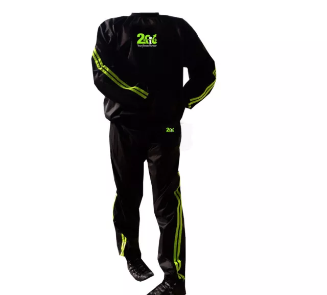 2Fit Sweat Sauna Suit Green Gym Training Track Suit Unisex Slimming Weight Loss 3