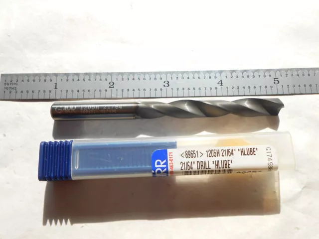 New Garr Usa 5Xd Solid Carbide H.p. Drill 21/64" Dia. X 2-1/2" Loc X 4" Oal