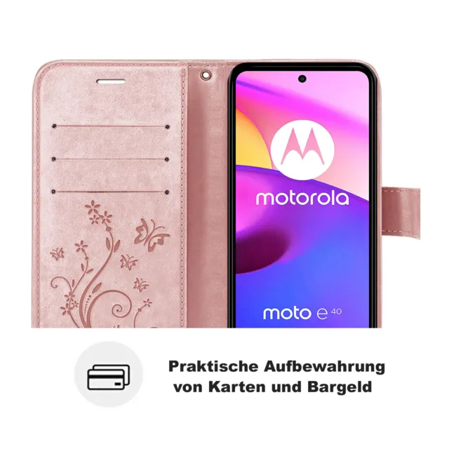 Etui Coque Motorola Moto E20/E30/E40, Téléphone Portable Sac Portefeuille Case 4