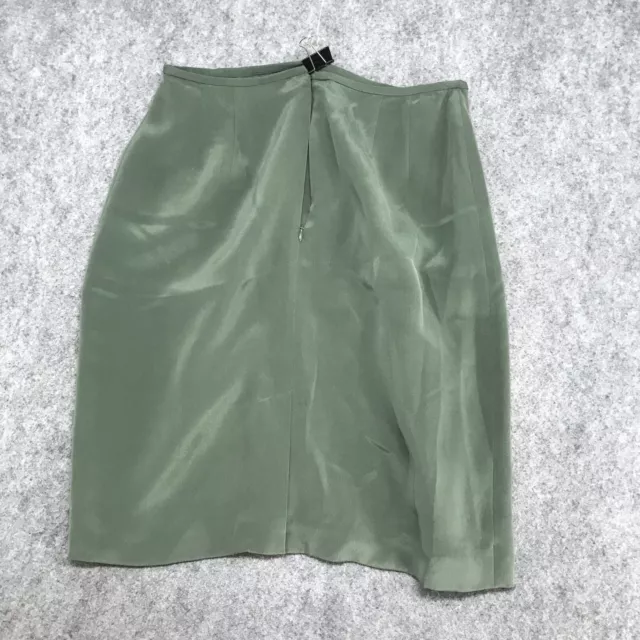 Style & Co. Skirt Womens Size 10 Green Silk Straight Lined Knee Length Rear Zip