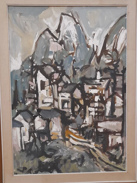 Dipinto ad olio su tela di Giovanni MARTINI "Rustico di Taibon" 1968 - cm.70x100