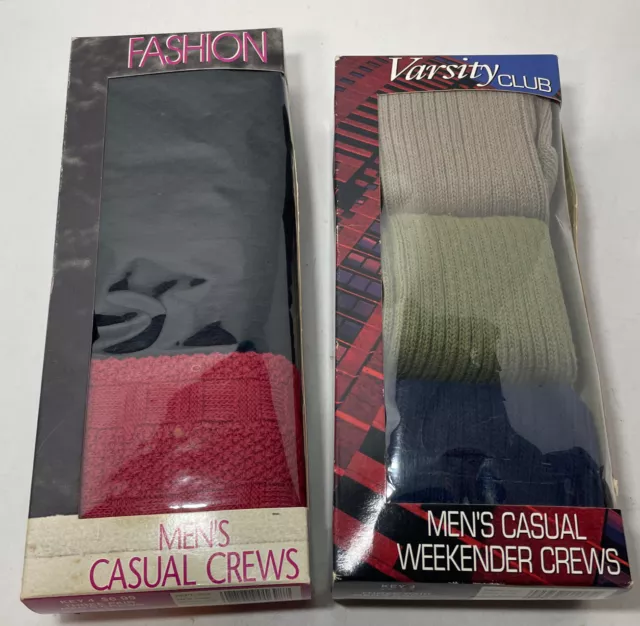 6 Pair Vintage Men’s Casual Crew Socks Size 10-13 New Old Stock Varsity Club USA