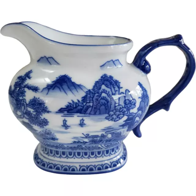 Bombay Blue White Oriental Scene Creamer