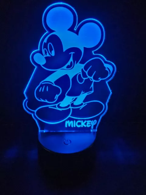 Mickey Mouse 3D LED Night Light 16 Color Changing Acrylic Decor W/ Remote