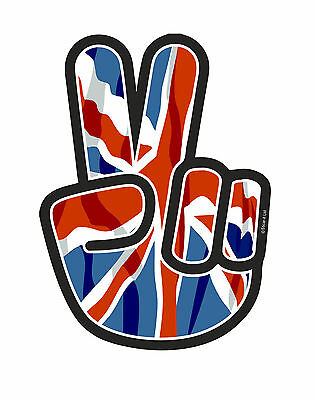 PEACE Hand Hippy Style & Union Jack British UK Flag Vinyl Car Sticker Decal