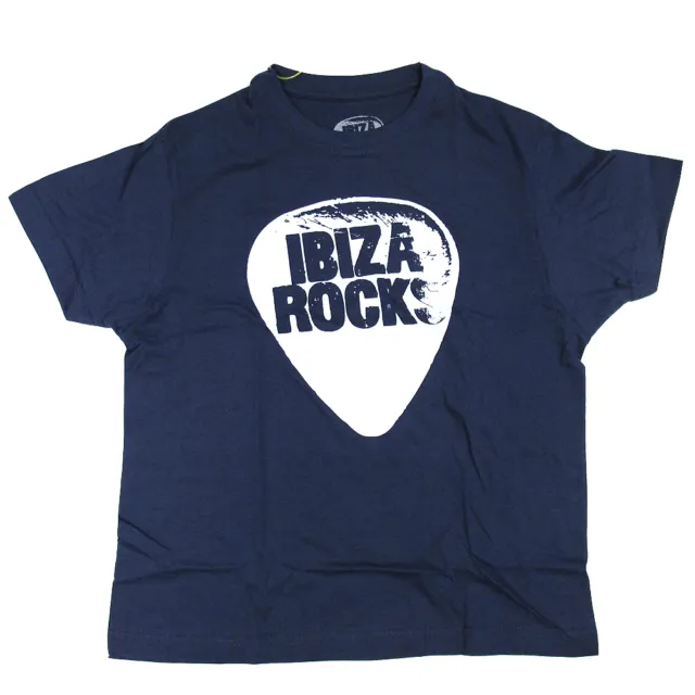 T-shirt con logo Ibiza Rocks bambini top plettro blu navy club ragazze