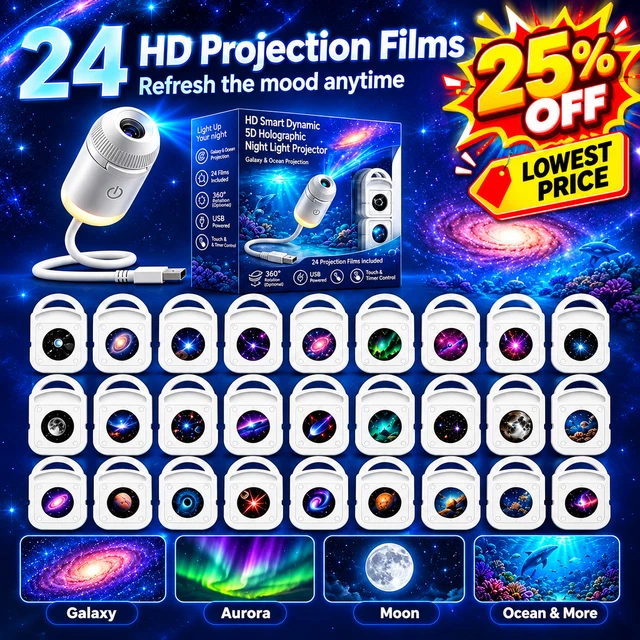 5D HOLOGRAPHIC GALAXY Ocean Projector, 360° Adjustable 24 Films USB £10 ...