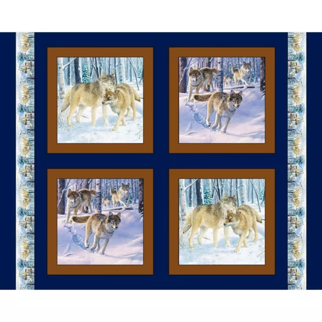 Wolf - Fabric Quilt Pillow Panel - 100% Cotton Fabric