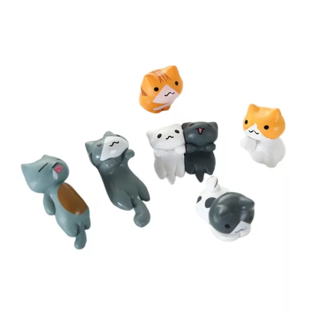 6 Stück Katzen-Ornamente, Miniatur-Landschaftsfiguren, PVC-Basteldekorationen