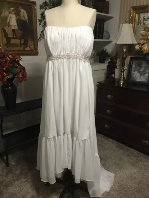 NEW ALFRED ANGELO Summer Garden Wedding Dress Strapless Ruched Empire ...