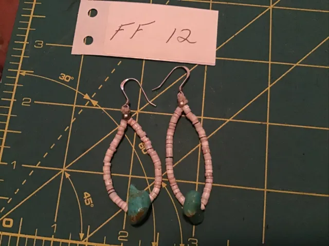 Turquoise, Voluta Shell beads dangle Earrings Navajo