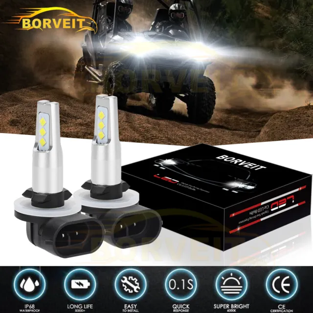 2pc 6000K White 45W LED Headlight Bulbs Kit Fit Polaris Sportsman/Ranger 10000LM