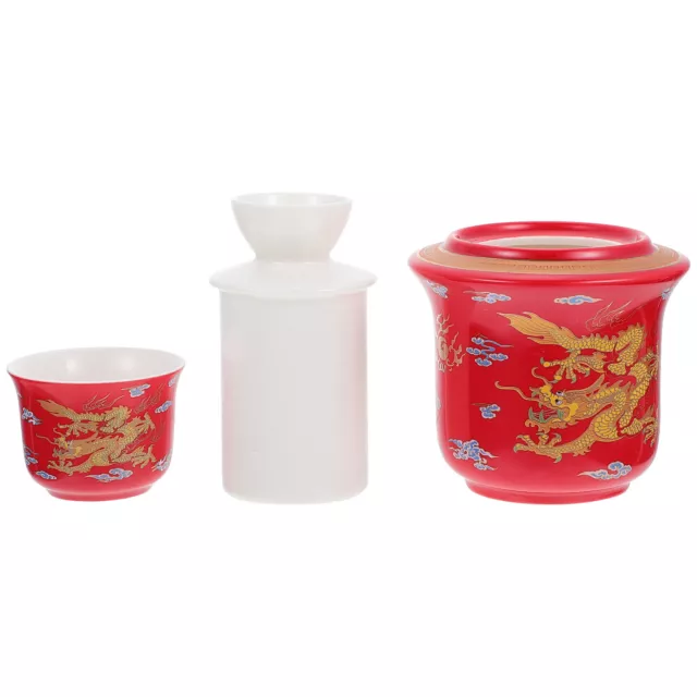 Kaffeewärmer Set Sake-Set Keramik Porzellan Drachenmuster Tasse Wärmeschale