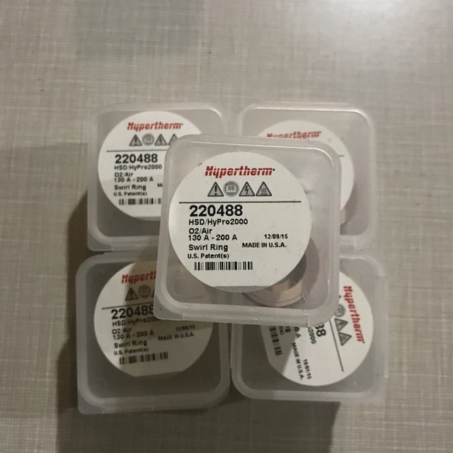 Set of 5-Hypertherm 220488 Swirl Ring Hsd/Hypro2000/Maxpro200 130A -200A 02 Air