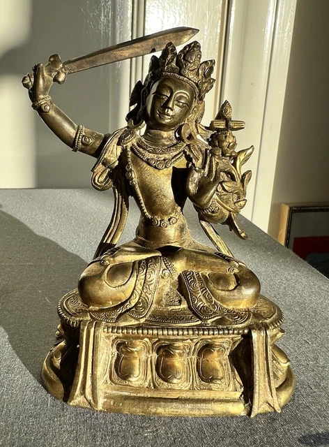 A very Heavy Rare Gilt 18th Century Chinese carved bronze Buddha