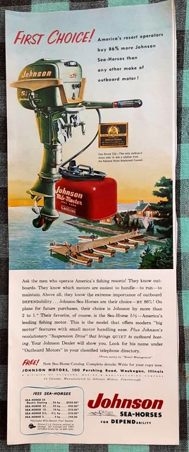 Johnson Sea Horses / Johnson Motors Ad From Saturday Evening Post May 7, 1955