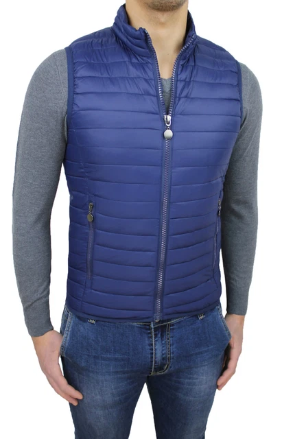 Smanicato Uomo Leggero Giubbotto Casual Giacca Giubbino Gilet Slim Fit VEQUE