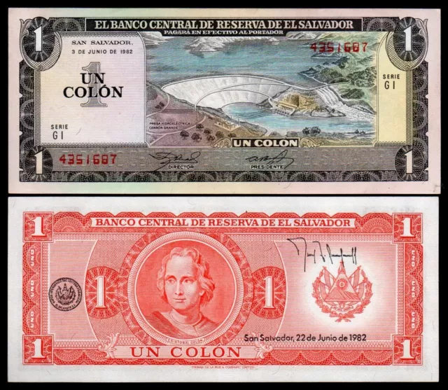 El Salvador Banknote 1 Colón 1982 P-133a - GI-Prefix - UNC