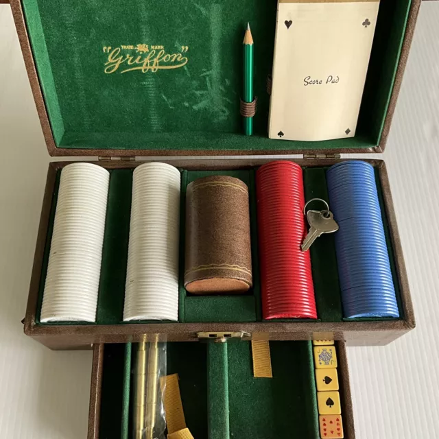 Vintage Griffon Poker Chip Case Dice Score Pad Case (incomplete)