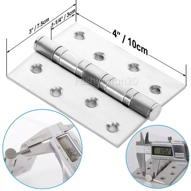 10pcs STAINLESS STEEL Door Hinges Butt Hinges, 304 grade 100*75*3mm HEAVY DUTY 3