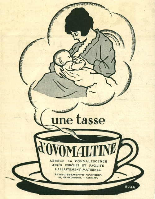 Publicité Ancienne Ovomaltine 1924 - Page Magazine Noir Et Blanc 27x18 Cm