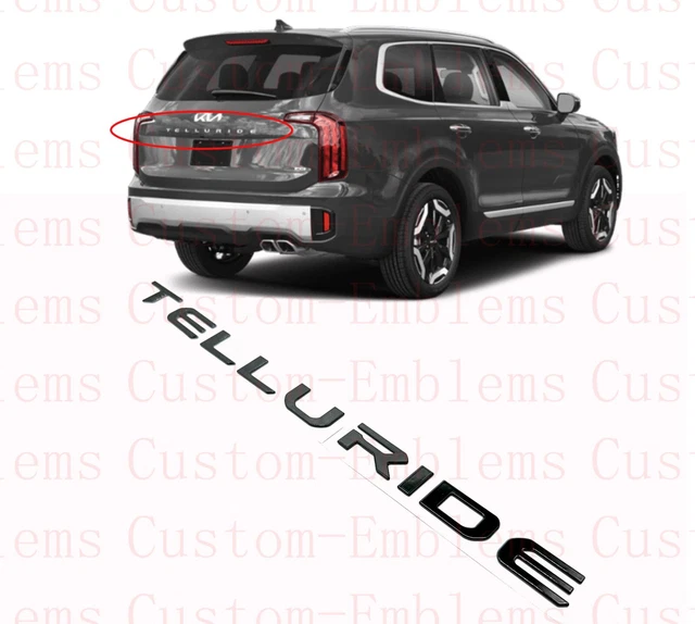 GLOSS BLACK EMBLEM NAMEPLATE SET Fit 2023 2024 KIA TELLURIDE Front and