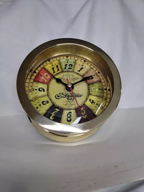 Maritime Antique Brass Ship's Clock Vintage Marine Nautical Shiny Clock Decor