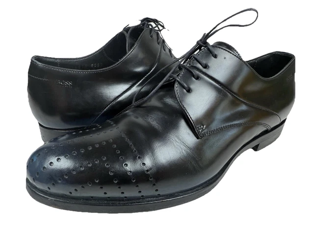 HUGO BOSS BLACK Leather Oxford Shoes MENS 7 Perforated Blue  display picture 1