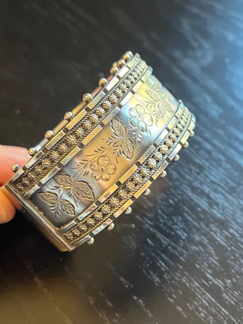 Antique Bangle Bracelet Victorian Sterling Silver Gorgeous Birmingham 1876