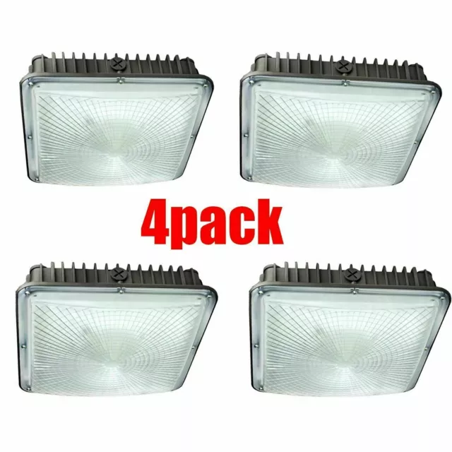 4 Pack LED Canopy Light, Outdoor Commercial Light Fixture,AC 100-277V, 7800Lumen