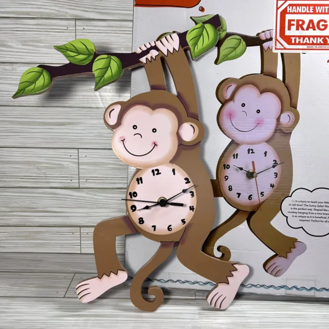 Children’s Monkey Wall Clock Safari Jungle Bedroom Nursery