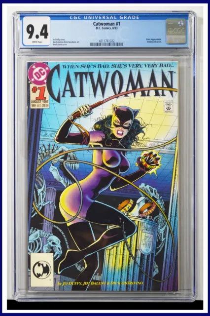 Catwoman #1 CGC Graded 9.4 D.C. 1993 Embossed Cover White Pages Comic Book.