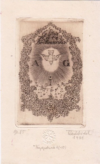 Exlibris Bookplate Copperplate Karl Michel 1885-1966 Heiliggeist Vorzugsdruck