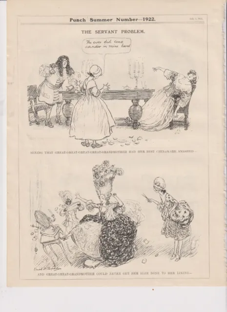 1922 Punch  Cartoon over 2 Facing Pages - The Servant Problem