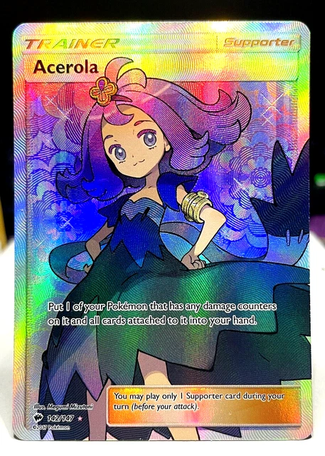 142/147 Acerola Full Art Pokemon Burning Shadows Sun Moon Full Art Trainer