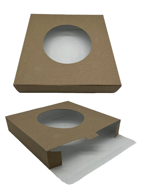 Set 2 Scatole Per Torte Con Finestra E Vassoio – Altezze 20 E 25 Cm, Pieghevoli, Con Nastro Champagne – Per Compleanni E Feste