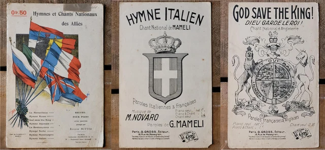 Lot ancien partitions Hymnes chants nationaux alliées Russe Japonais Serbe..1914