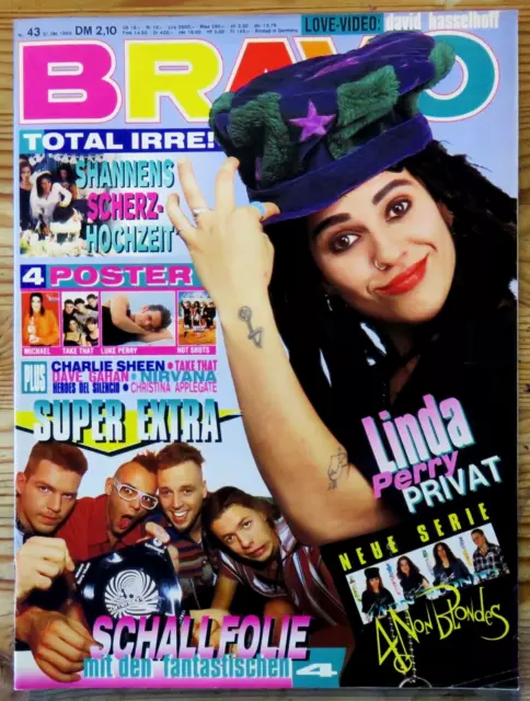 Bravo 43/93 Titelfoto: Linda Perry, Take That, Luke Perry, Hot Shots-Filmplakat