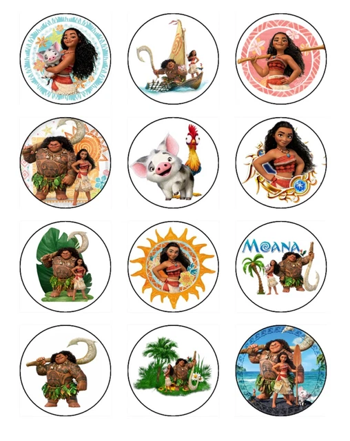 MOANA CUPCAKE TOPPERS Edible Wafer Paper Birthday Cake Decorations 24