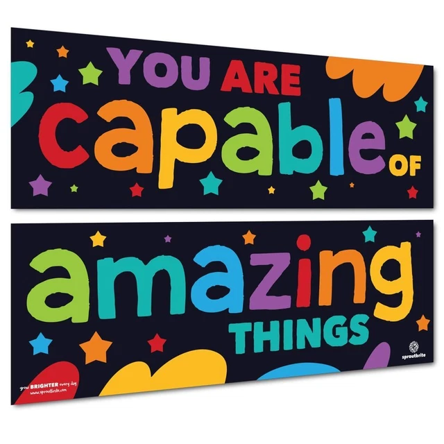 EDUCATIONAL GROWTH MINDSET Motivational Bulletin Board Banner and ...