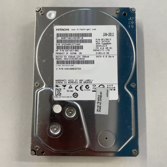 Hitachi Deskstar 1TB 3.5" SATA HDD 6Gb/s 7200 RPM 32MB HDS721010CLA632 0F15013