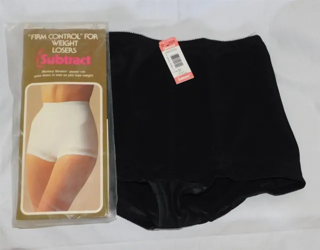 Vtg SUBTRACT Womens Shapewear Girdle Control Brief Panties Black Sz 32 NOS 2509