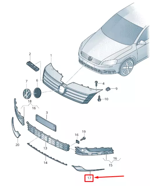 Neuf Vw Passat B7 36 Trimine De Trimine De Pautral Avant Partiment De Triment